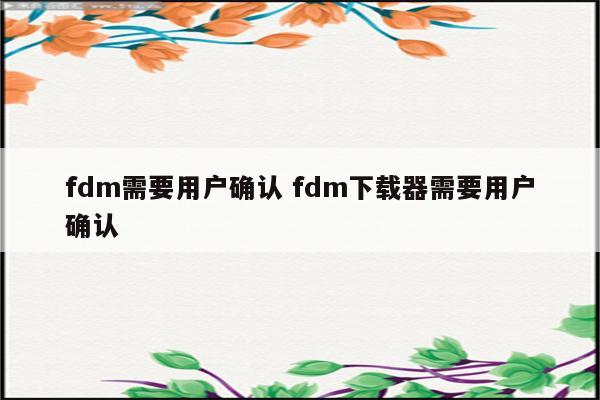 fdm需要用户确认 fdm下载器需要用户确认