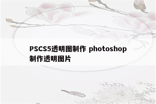 PSCS5透明图制作 photoshop制作透明图片