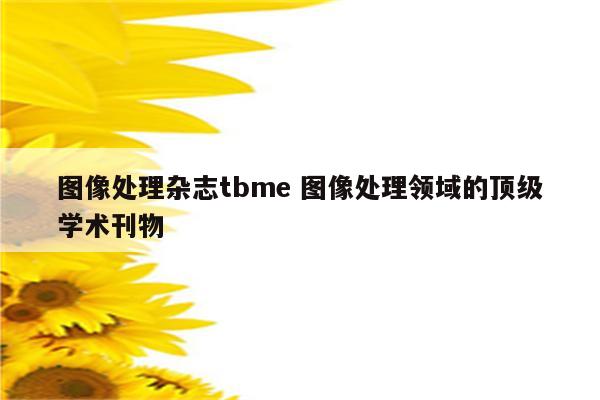 图像处理杂志tbme 图像处理领域的顶级学术刊物