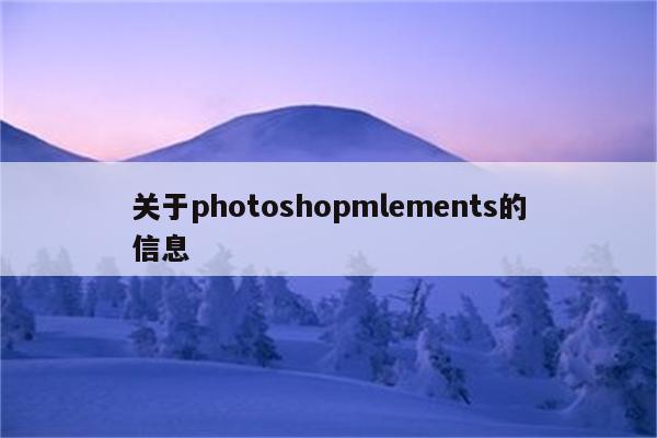 关于photoshopmlements的信息