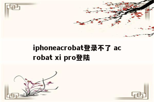 iphoneacrobat登录不了 acrobat xi pro登陆