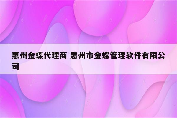 惠州金蝶代理商 惠州市金蝶管理软件有限公司