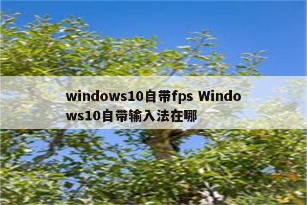 windows10自带fps Windows10自带输入法在哪
