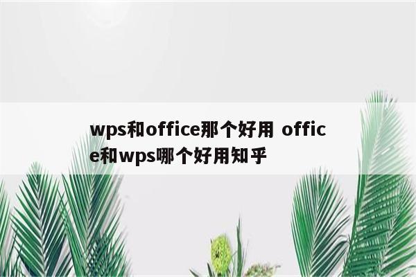 wps和office那个好用 office和wps哪个好用知乎