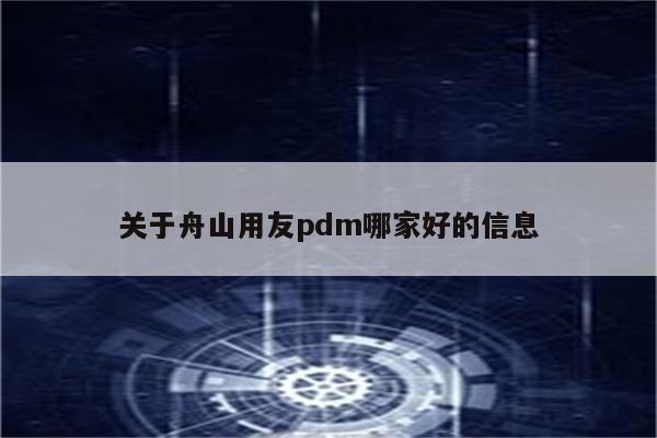 关于舟山用友pdm哪家好的信息