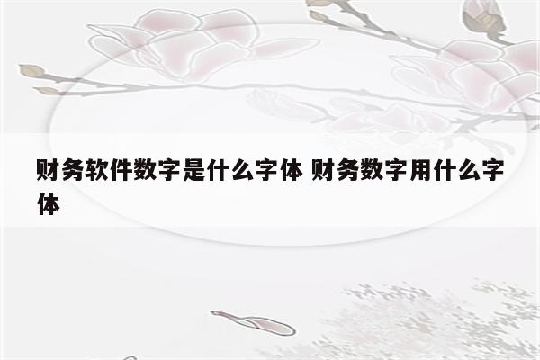 财务软件数字是什么字体 财务数字用什么字体