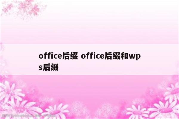 office后缀 office后缀和wps后缀