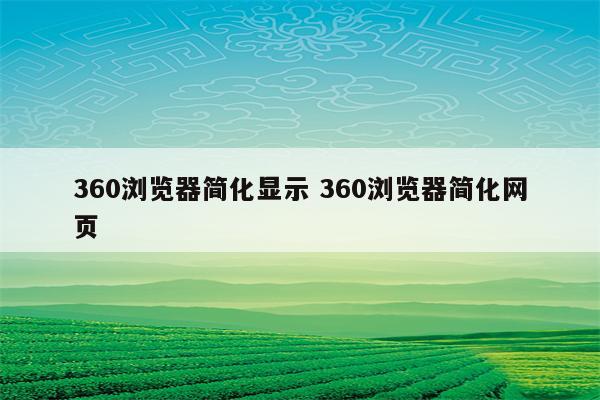 360浏览器简化显示 360浏览器简化网页