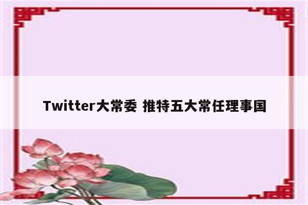 Twitter大常委 推特五大常任理事国