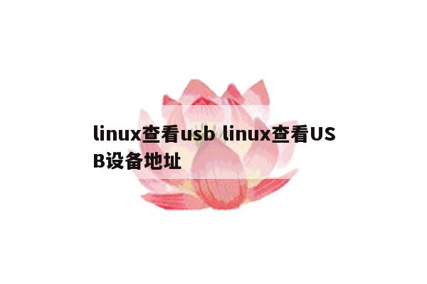 linux查看usb linux查看USB设备地址