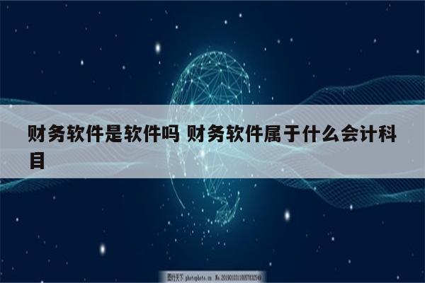财务软件是软件吗 财务软件属于什么会计科目