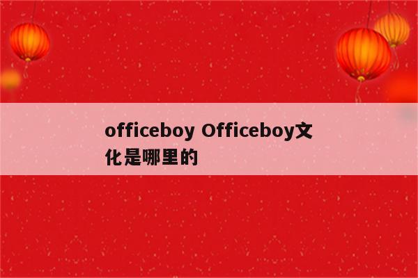officeboy Officeboy文化是哪里的
