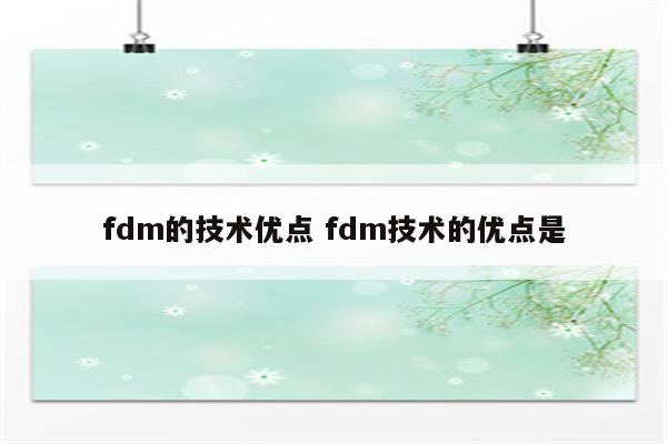 fdm的技术优点 fdm技术的优点是
