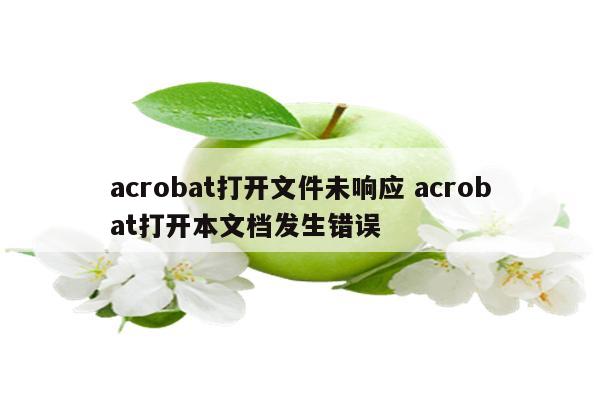 acrobat打开文件未响应 acrobat打开本文档发生错误