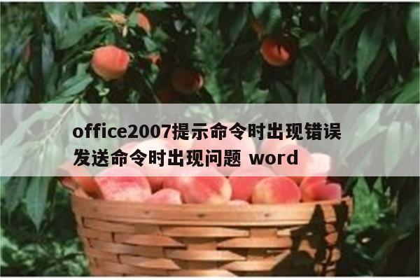 office2007提示命令时出现错误 发送命令时出现问题 word