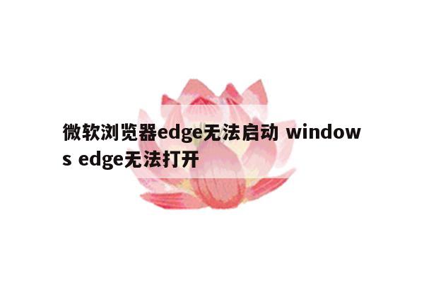 微软浏览器edge无法启动 windows edge无法打开
