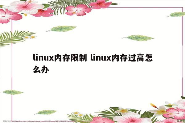 linux内存限制 linux内存过高怎么办