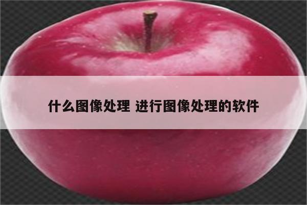 什么图像处理 进行图像处理的软件