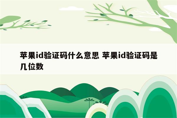 苹果id验证码什么意思 苹果id验证码是几位数