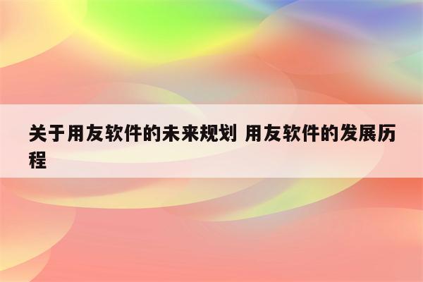 关于用友软件的未来规划 用友软件的发展历程