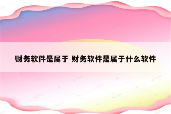 财务软件是属于 财务软件是属于什么软件