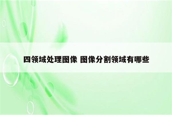 四领域处理图像 图像分割领域有哪些