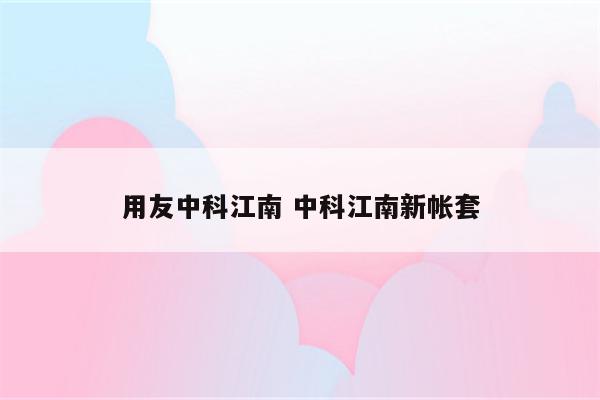 用友中科江南 中科江南新帐套