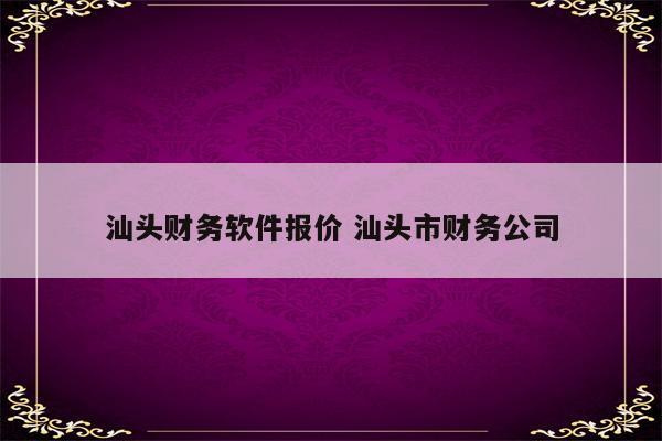 汕头财务软件报价 汕头市财务公司