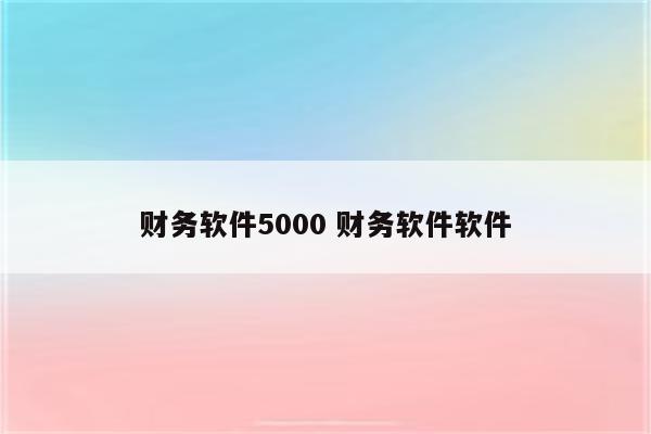 财务软件5000 财务软件软件