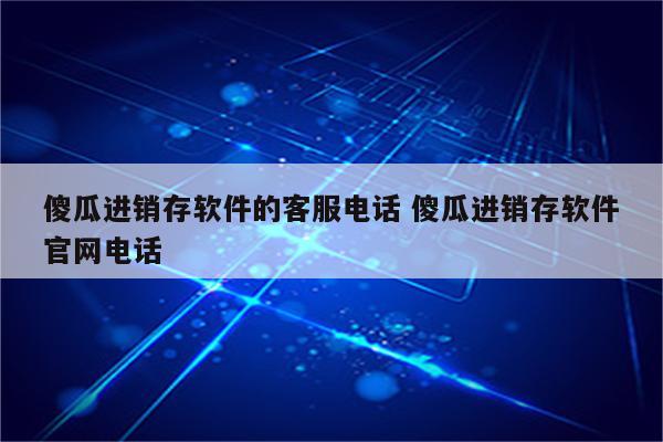傻瓜进销存软件的客服电话 傻瓜进销存软件官网电话