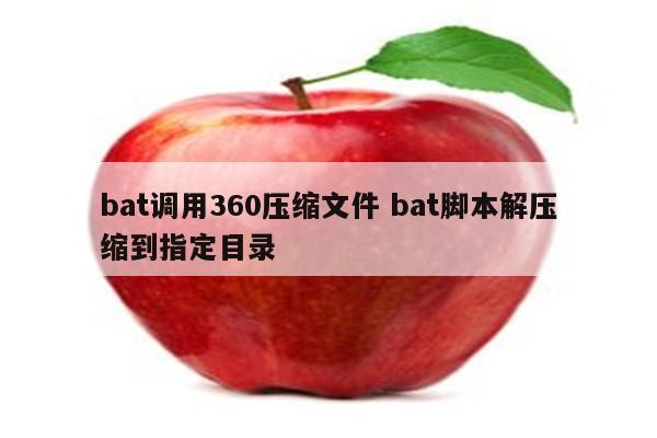 bat调用360压缩文件 bat脚本解压缩到指定目录