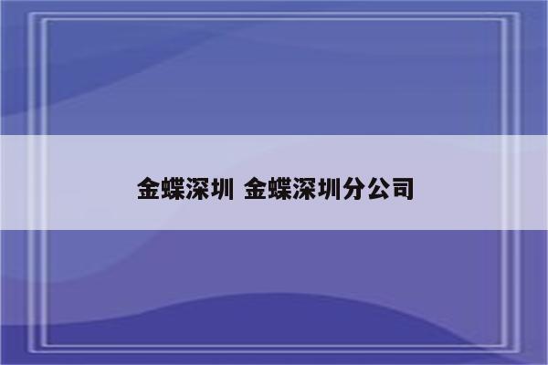 金蝶深圳 金蝶深圳分公司