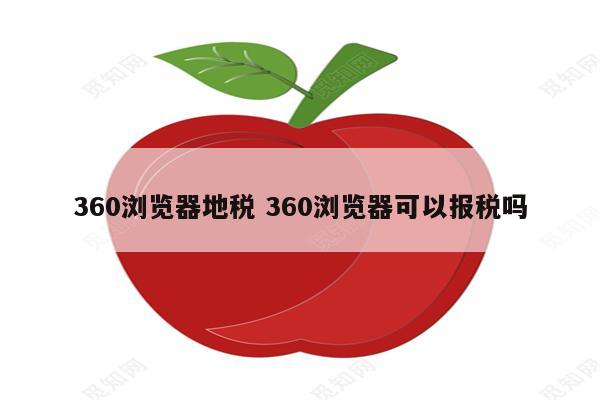 360浏览器地税 360浏览器可以报税吗