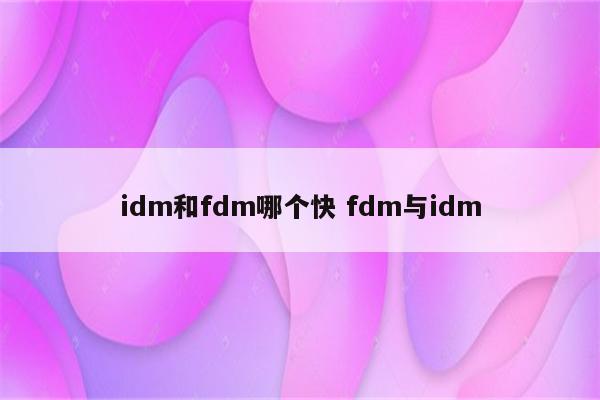 idm和fdm哪个快 fdm与idm