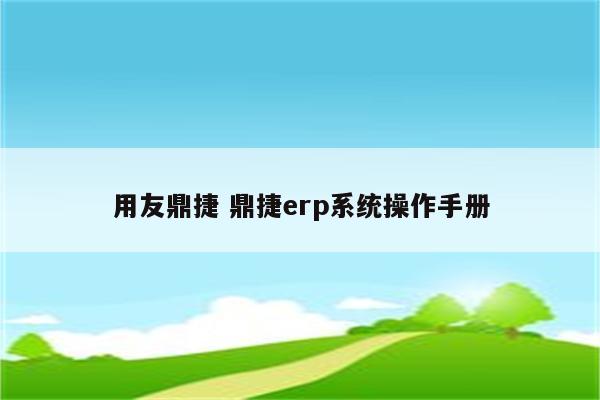 用友鼎捷 鼎捷erp系统操作手册
