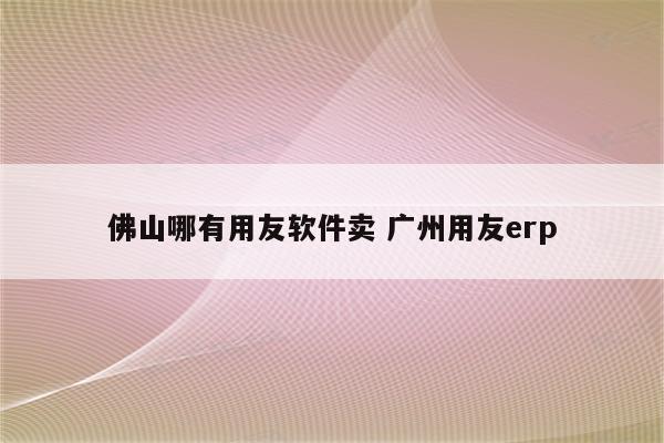 佛山哪有用友软件卖 广州用友erp
