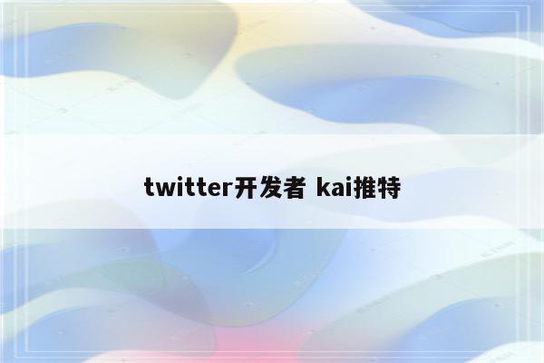 twitter开发者 kai推特