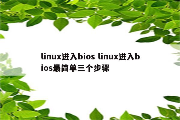 linux进入bios linux进入bios最简单三个步骤