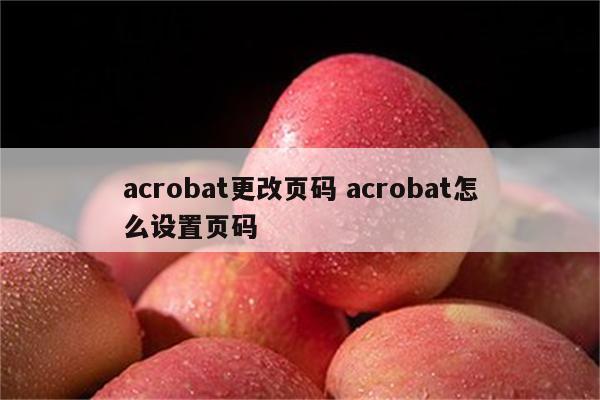 acrobat更改页码 acrobat怎么设置页码