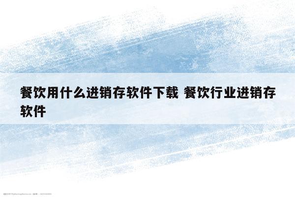 餐饮用什么进销存软件下载 餐饮行业进销存软件