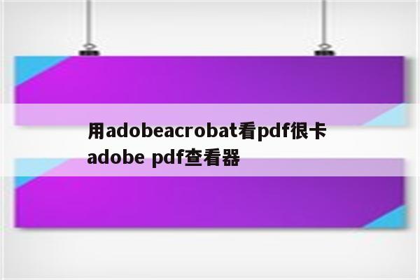 用adobeacrobat看pdf很卡 adobe pdf查看器