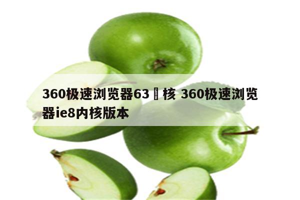 360极速浏览器63內核 360极速浏览器ie8内核版本