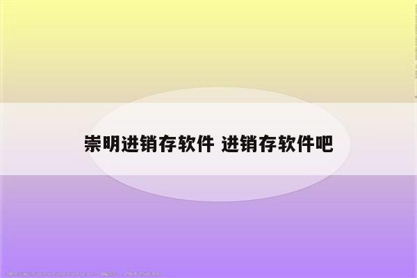 崇明进销存软件 进销存软件吧