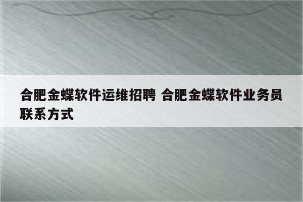 合肥金蝶软件运维招聘 合肥金蝶软件业务员联系方式