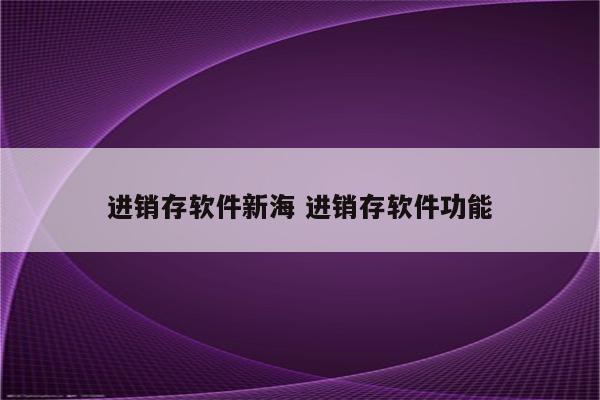 进销存软件新海 进销存软件功能