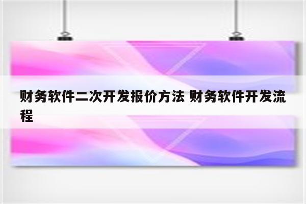财务软件二次开发报价方法 财务软件开发流程