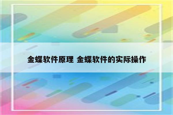 金蝶软件原理 金蝶软件的实际操作