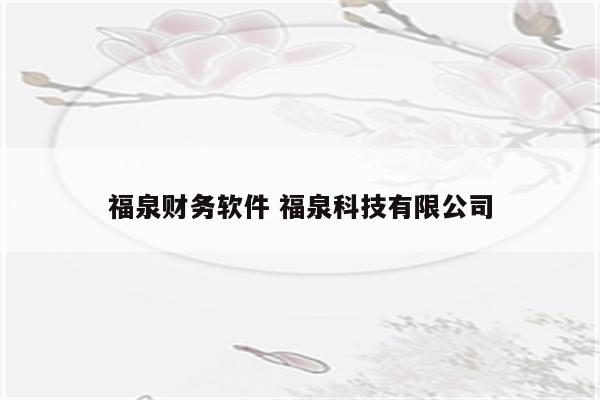 福泉财务软件 福泉科技有限公司