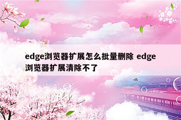 edge浏览器扩展怎么批量删除 edge浏览器扩展清除不了