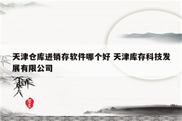 天津仓库进销存软件哪个好 天津库存科技发展有限公司
